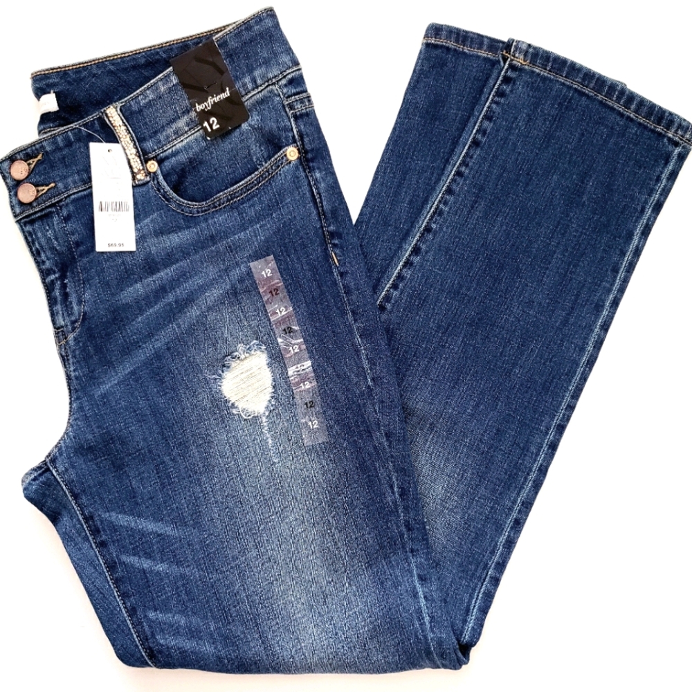 Ny & Co Boyfriend Nwt Darkwash Distressed Jeans